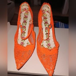 GUCCI Shoes Virginia Lace Mary Jane Pointy Pumps sz 40.5 EU NEW